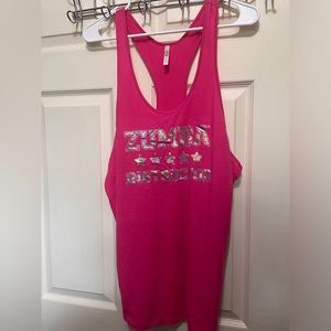 Zumba instructor racer back tank, size large, Pink